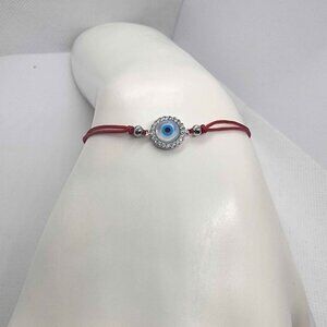 NEW Sterling Silver 925 Evil Eye Design With Adjustable Bracelet
